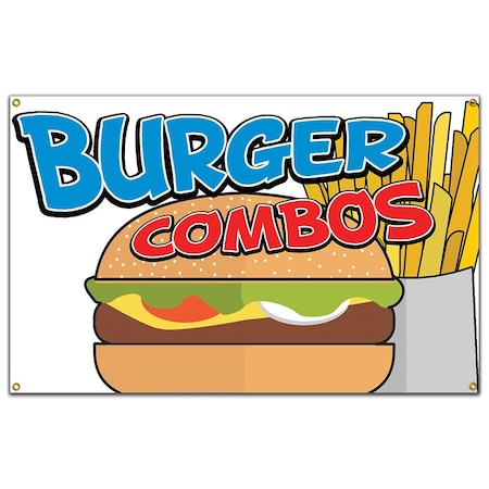 Signmission Burger Combos Banner Concession Stand Food Truck Single Sided B-72 Burger Combos19